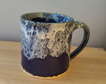 Sapphire Blue and White Oatmeal Stoneware Mug