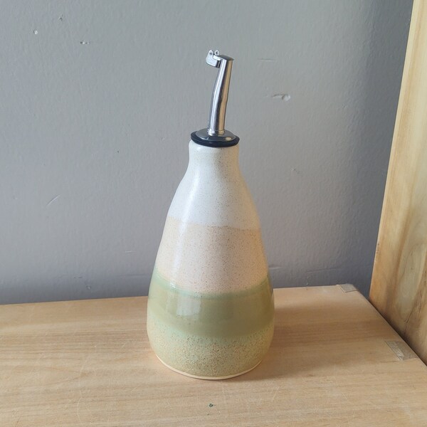 Creams and Greens bottle  hand-thrown stoneware pottery