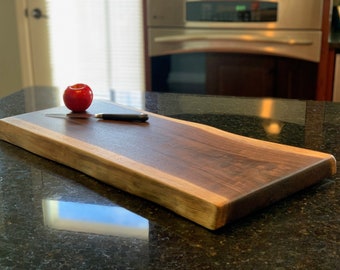 Reversible Live Edge Black Walnut Charcuterie Board, Cutting Board, Serving Tray, Handcrafted 019