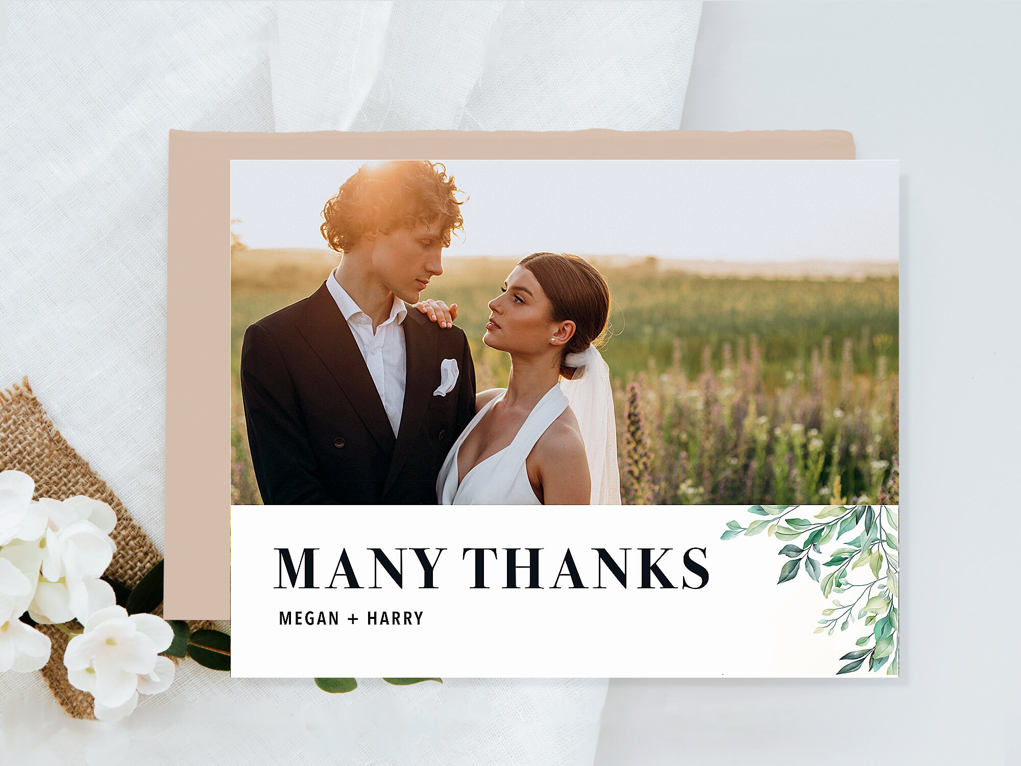 Double Sided Wedding Thank You Card With Photo Personalised - Etsy Canada