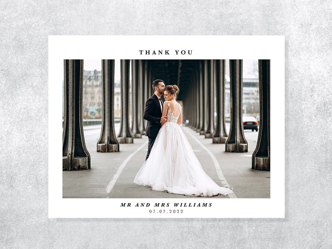 Double Sided Wedding Thank You Card With Photo Personalised - Etsy