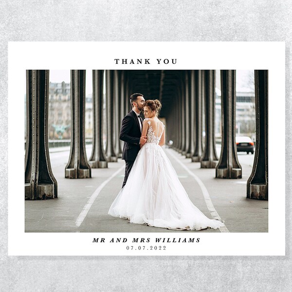 Double Sided Wedding Thank You Card with Photo, Personalised Wedding Thank You Cards, Wedding Thank You Postcard with Envelopes