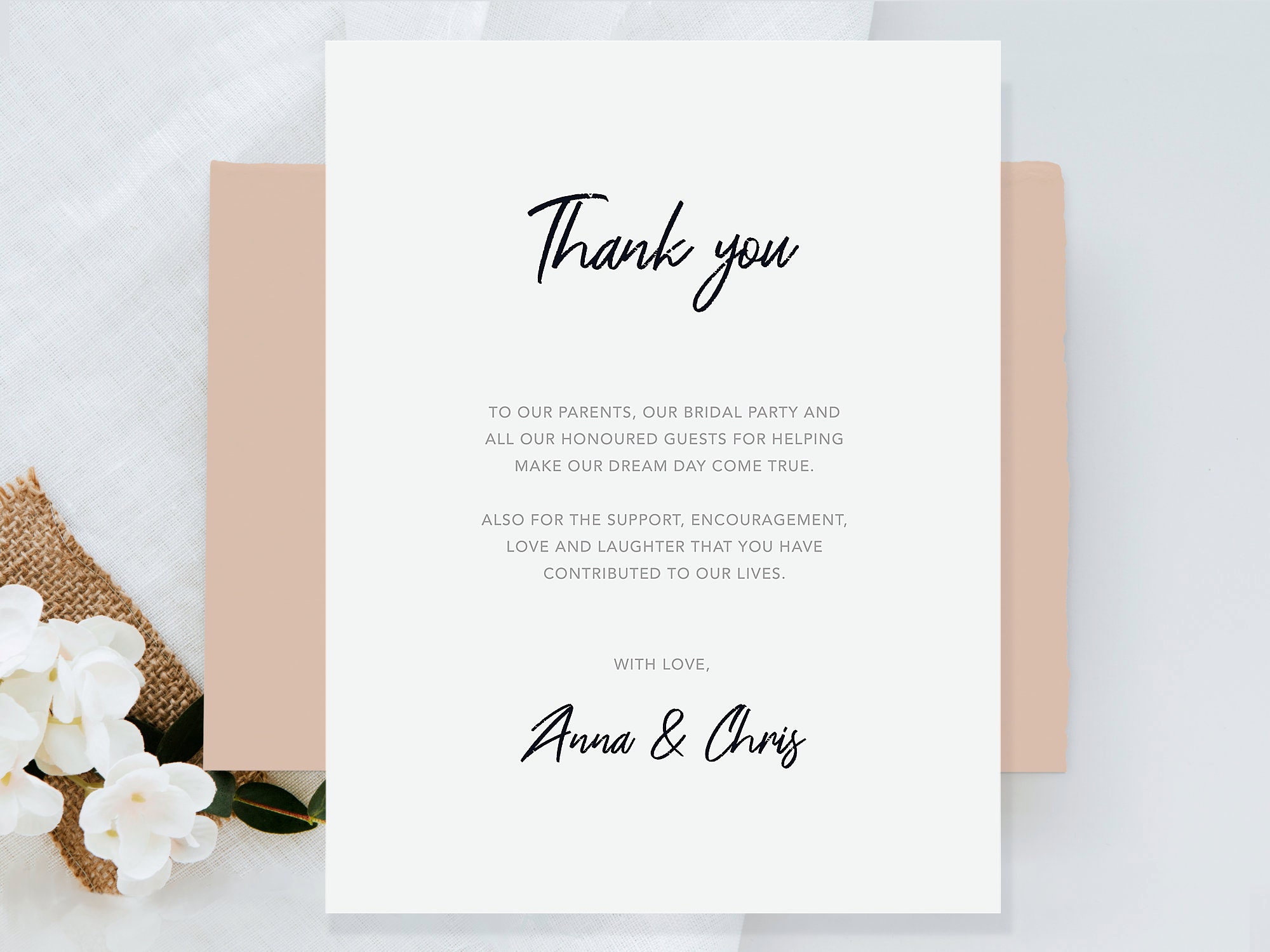 Double Sided Wedding Thank You Card With Photo, Personalised Wedding ...