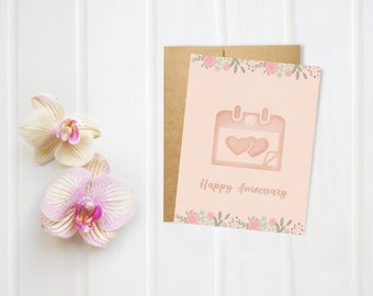 Anniversary Card - Wedding Anniversary Gift - Gift for Husband - Card for girlfriend - Card for Boyfriend - Handmade cute Illustration