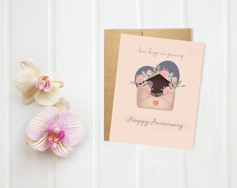 Anniversary Card - Wedding Anniversary Gift - Gift for Husband - Card for girlfriend - Card for Boyfriend - Handmade cute Illustration