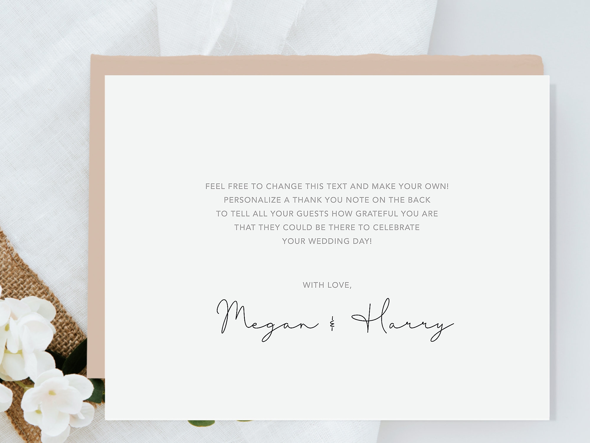 Double Sided Wedding Thank You Card With Photo, Personalised Wedding ...