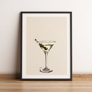 MARTINI PAINTING | Modern Oil Painting | Wall Art | Printable Digital Download | Home Decor