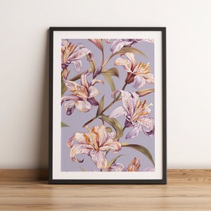 PURPLE FLOWER PRINT | Vintage Oil Painting | Wall Art | Printable Digital Download | Botanical Art Print