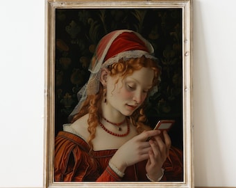 Femme de chambre bavarde | Peinture à l'huile néo-renaissance | Portraits | Art mural vintage | Téléchargement numérique imprimable