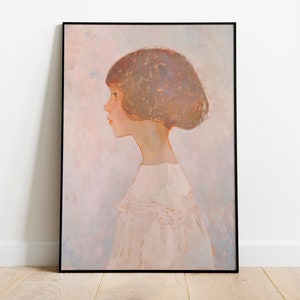 MOODY GIRL Portrait Painting, Vintage Painting, Printable Wall Art, Digital Download, Oil Painting