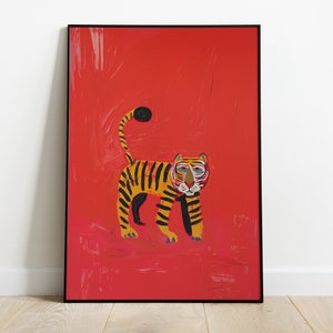 RED TIGER | Vintage Oil Painting | Wall Art | Printable Digital Download | Home Decor