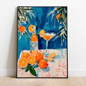 オレンジリキュールの絵画 | ヴィンテージ油絵 | マティス風ウォールアート | 印刷可能なデジタルダウンロード | ホームデコレーション