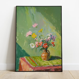 JARRÓN DE FLORES / Pintura al óleo vintage / Arte mural / Descarga digital imprimible / Decoración del hogar / Henri Matisse