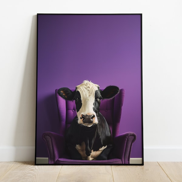 Cow on Sofa Wall Art Etsy
