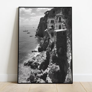 AMALFI COAST, Vintage Photograph | Digital Print for Download | Wall Art | 50s Vintage Photography | Black and White