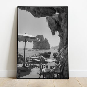 AMALFI COAST RESTAURANT, Vintage Photograph | Digital Print for Download | Wall Art | 50s Vintage Photography | Black and White