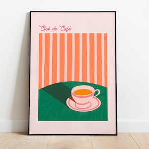 CLUBE DE CAFÉ | Pintura a óleo moderna | Arte de parede | Download digital para impressão | Decoração de cozinha