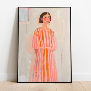 WOMAN PORTRAIT Portrait Painting, Contemporary Oil Painting, Printable Wall Art, Digital Download, Maximalist Decor, Modern Art