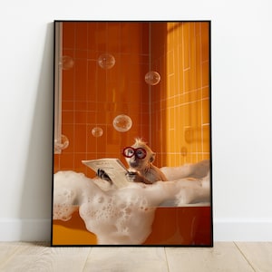 MONKEY IN BATH | Digital Print for Download | Wall Art | Home Decor | Bathroom Decor