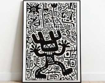 ABSTRACT CREATURE | Modern print | Wall Art | Printable Digital Download | Home Decor | Keith Haring