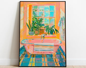 SUMMER BATH | Vintage Oil Painting | Wall Art | Printable Digital Download | Home Decor | Henri Matisse Style