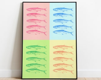 FISH RAINBOW | Modern Painting | Printable Digital Download | Kitchen Decor