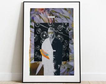 DISCO FLOWER Art Print | Pobieranie cyfrowe | Eklektyczna sztuka ścienna | Nowoczesny kolaż surrealistyczny