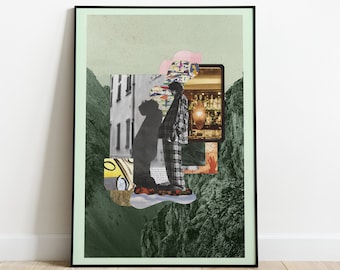 URBAN DESERT Art Print | Pobieranie cyfrowe | Eklektyczna sztuka ścienna | Nowoczesny kolaż surrealistyczny