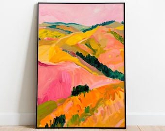 PAISAJE ABSTRACTO / Pintura al óleo moderna / Arte de pared / Descarga digital imprimible / Decoración del hogar