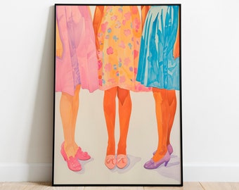 Pintura PIERNAS DE MUJER, Pintura al óleo contemporánea, Arte de pared imprimible, Descarga digital, Decoración maximalista, Arte retro