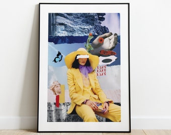 YELLOW LOVE Art Print | Pobieranie cyfrowe | Eklektyczna sztuka ścienna | Nowoczesny kolaż surrealistyczny