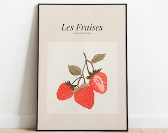 STRAWBERRY | Modern Oil Painting | Wall Art | Printable Digital Download | Kitchen Decor