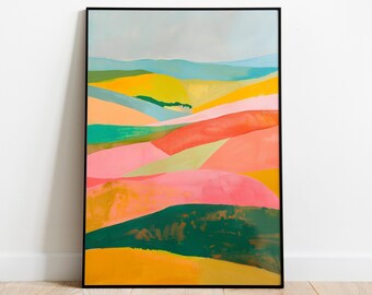 MONTAÑAS ABSTRACTAS / Pintura al óleo moderna / Arte de pared / Descarga digital imprimible / Decoración del hogar