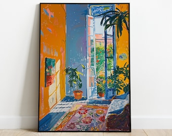 BEACH HOUSE | Vintage Oil Painting | Wall Art | Printable Digital Download | Home Decor | Henri Matisse Style