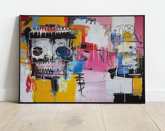 ABSTRAKTER MANN | Vintage Ölgemälde | Wandkunst | Druckbare Digitaler Download | Wohnkultur | Jean Michele Basquiat