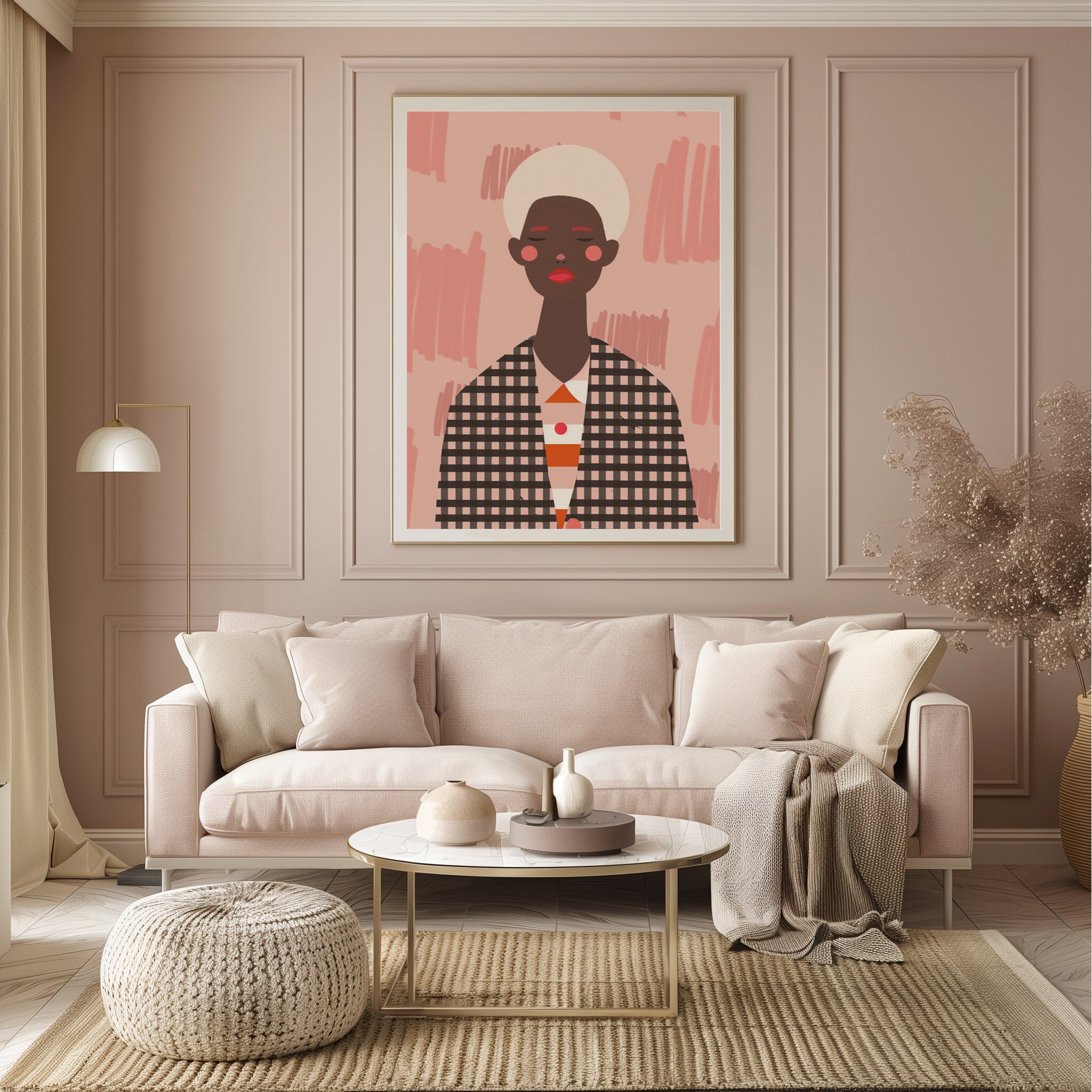 Pink Potrait WOMAN IN PINK Portrait Painting, Contemporary Oil Painting, Printable ...