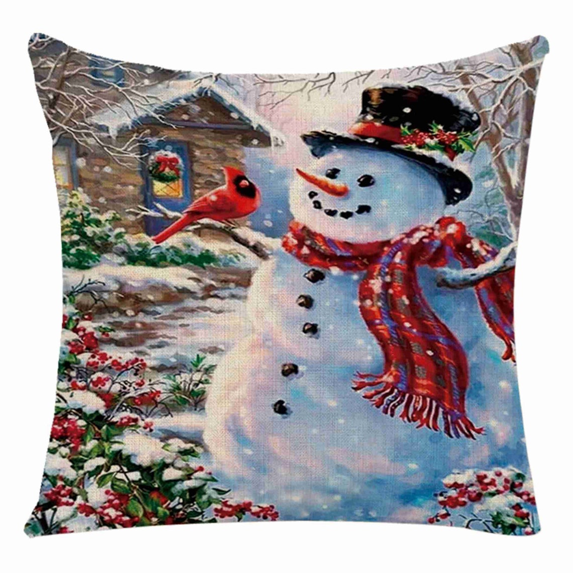 Set of 4 Christmas Pillow Covers 18 x 18 Snowman Throw Etsy
