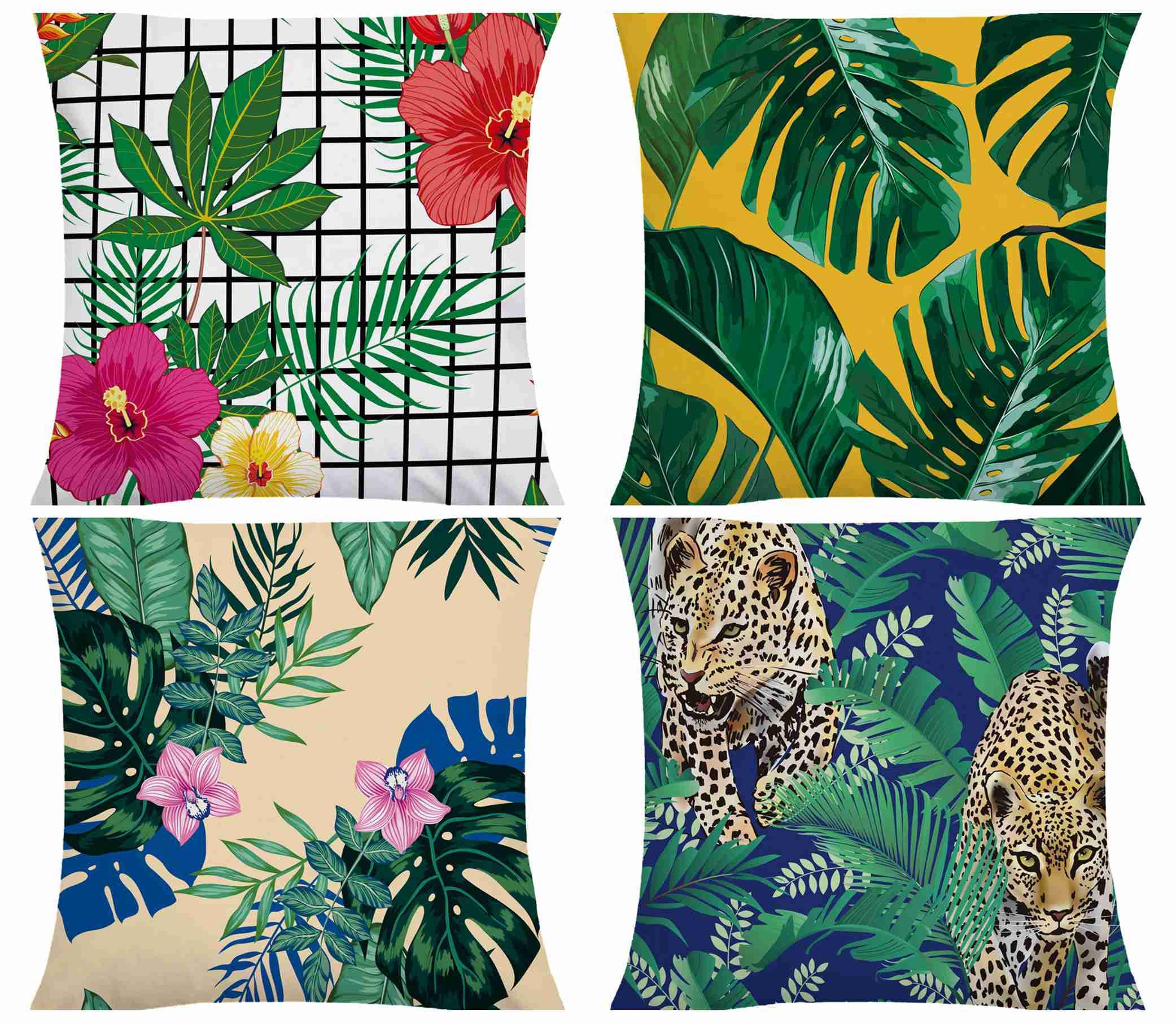 Green Leaf Red Flower Pattern Pillow cover 18 x 18 20 x 20Art Etsy