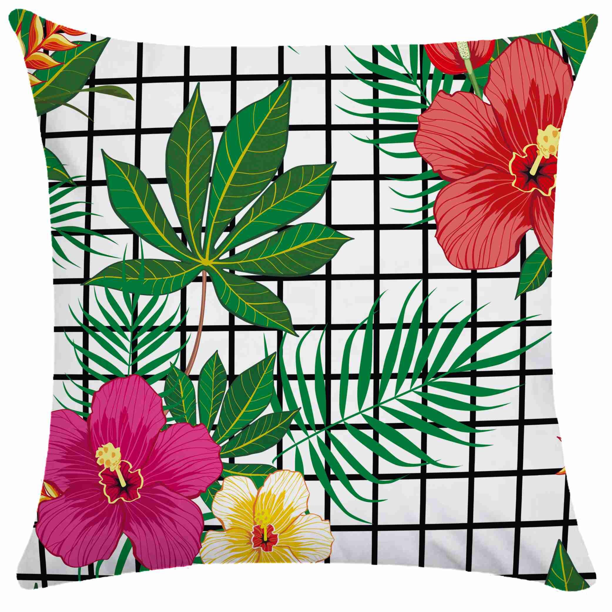 Green Leaf Red Flower Pattern Pillow cover 18 x 18 20 x 20Art Etsy