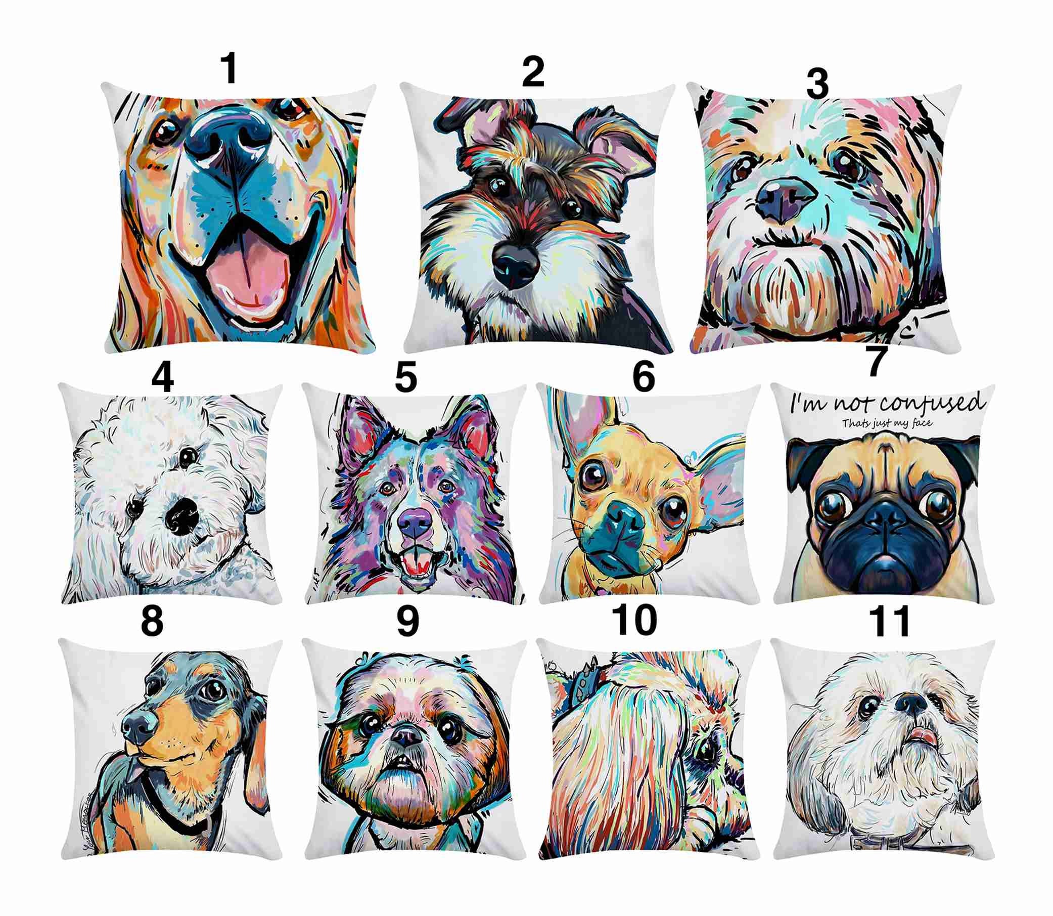 Cute Dog Pillow Covers Decorative Throw Bedding Pillow Cover Etsy