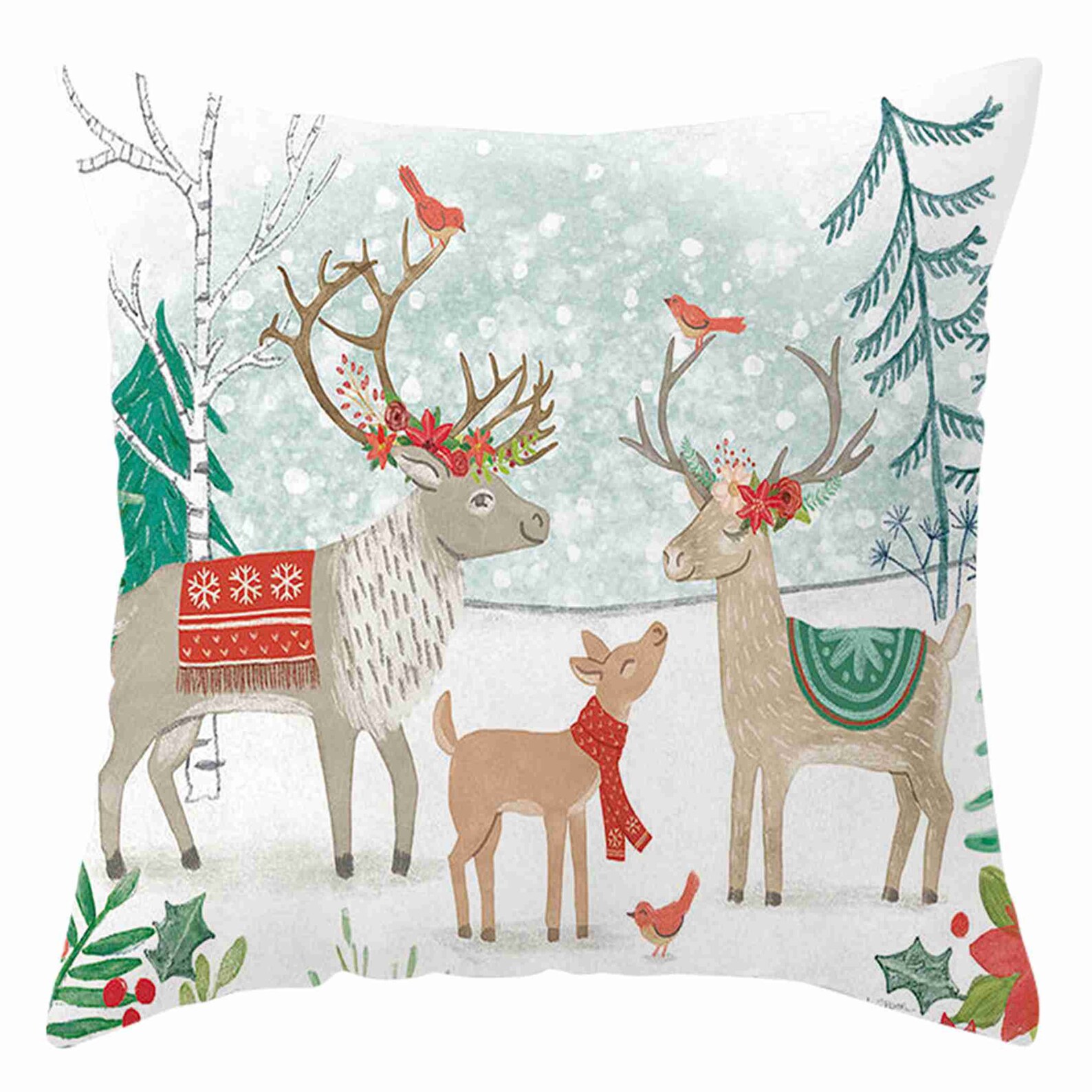 Set of 4 Reindeer Pillows Christmas Pillow Covers Reindeer Etsy