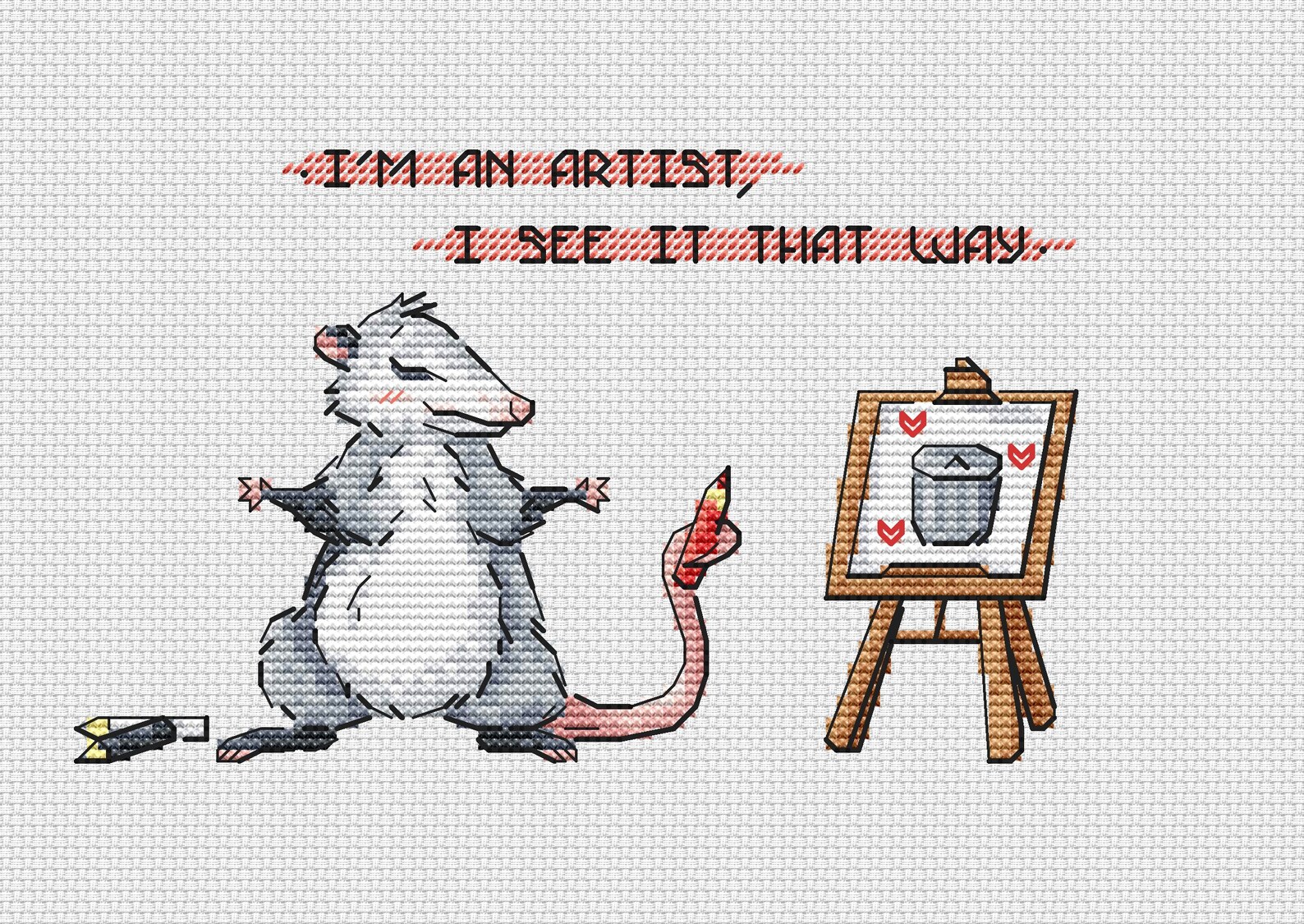 Possum cross stitch pattern. Cross stitch chart. Modern cross | Etsy