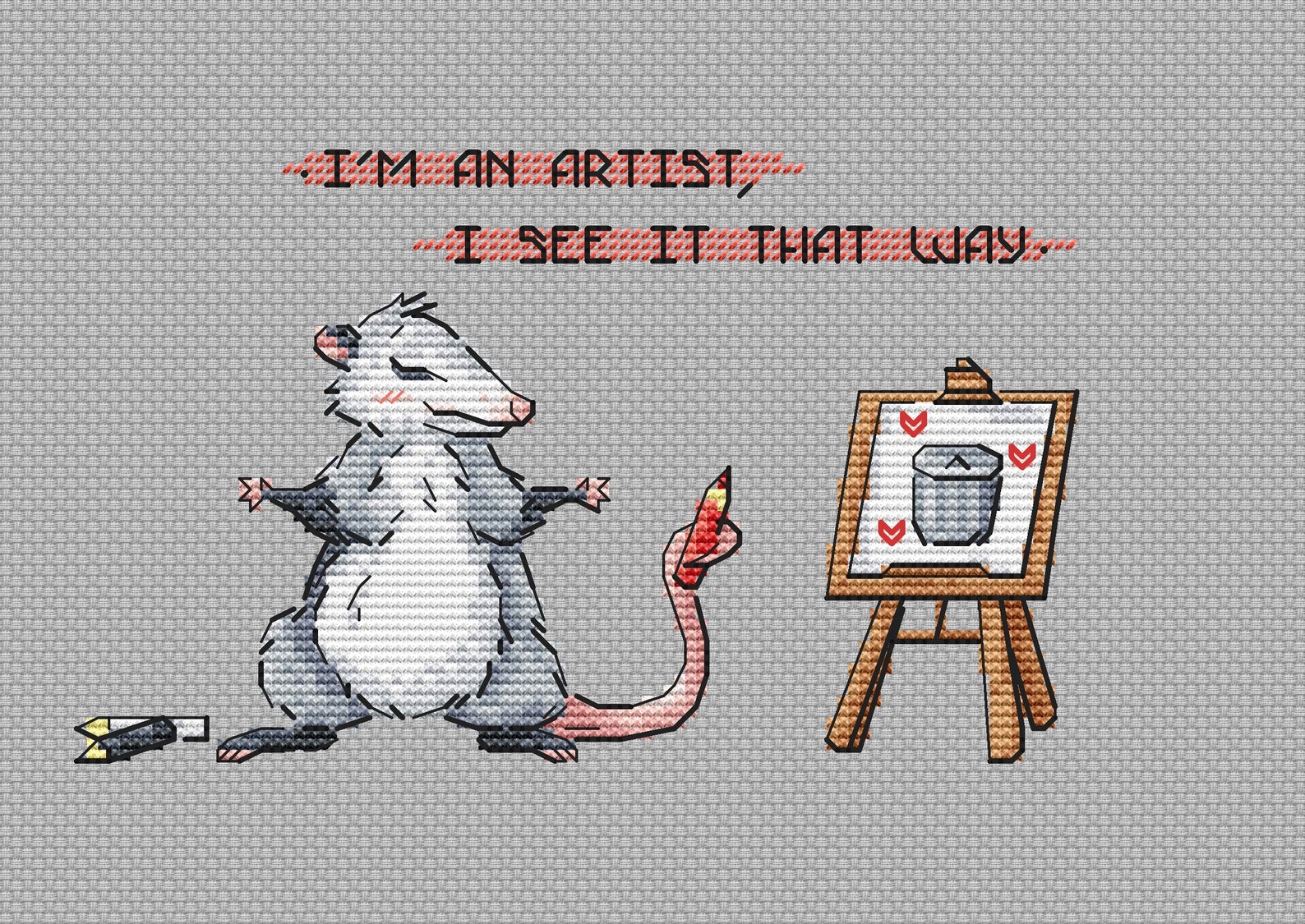 Possum cross stitch pattern. Cross stitch chart. Modern cross | Etsy