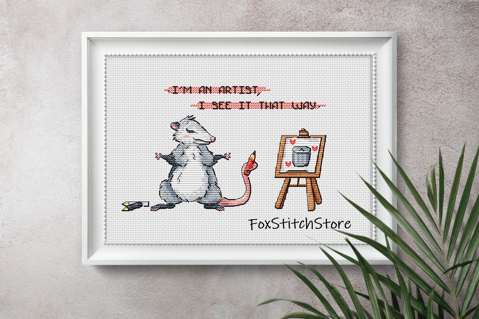 Possum cross stitch pattern. Cross stitch chart. Modern cross | Etsy