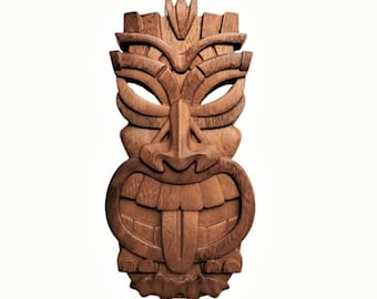 Tropical Vibes: Tiki Mask Wall Hanging - Perfect Tiki Decor for Your Hawaiian Bar & Outdoor Patio Wood Carved Wall Art Totem Mask