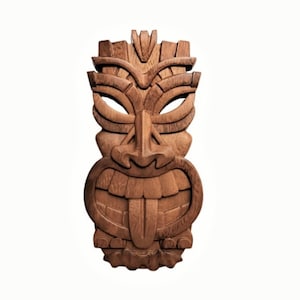 Tropical Vibes: Maschera Tiki da appendere alla parete - Decorazione Tiki perfetta per il tuo bar hawaiano e per il tuo patio esterno, maschera totem intagliata in legno da parete