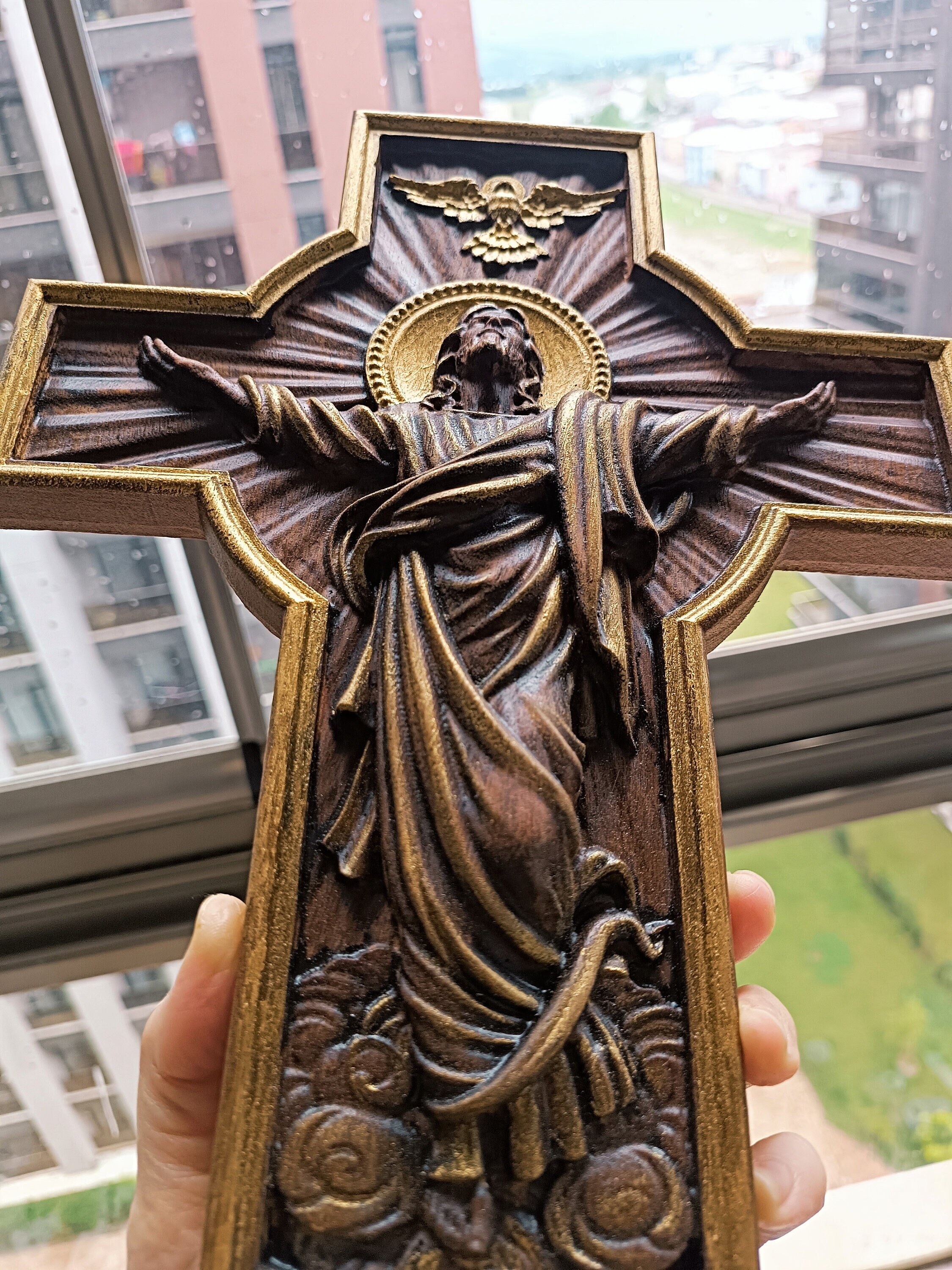 Jesus Art Wood Carving Jesus Sculpture Christian Art Jesus With Cross