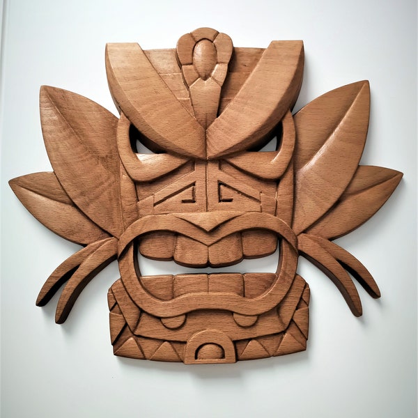 Tiki Bar Dekor aus Holz Tiki Maske Garten Bar Dekor aus Holz Tiki Statue Afrikanische Maske Holz Skulptur Geschenk Holz Geist Wand Kunst Outdoor Bar Dekor