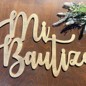 Mi Bautizo Wood Signs Spanish My Christening party My Baptism First Communion Religious Events Decorations Backdrop Photo Prop party signs