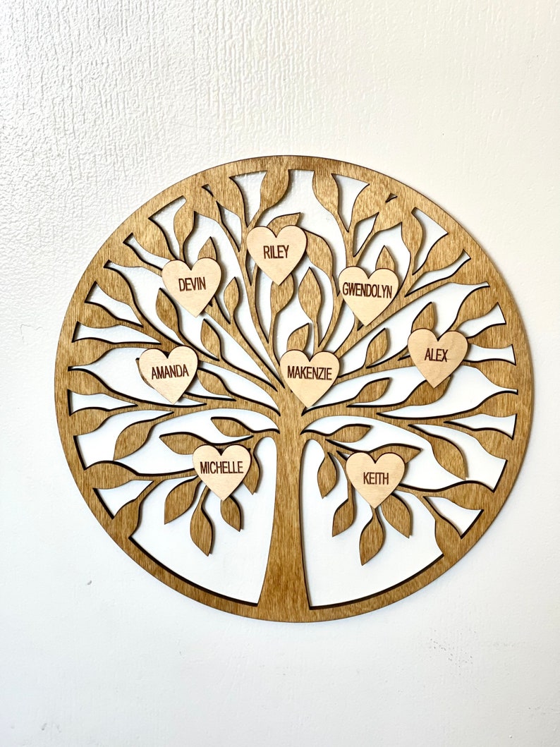 12” Grandchildren Family Tree with grandkids names. Grandparent gift, family tree, mom gift Christmas gift, personalized gift, grandma gift image 2